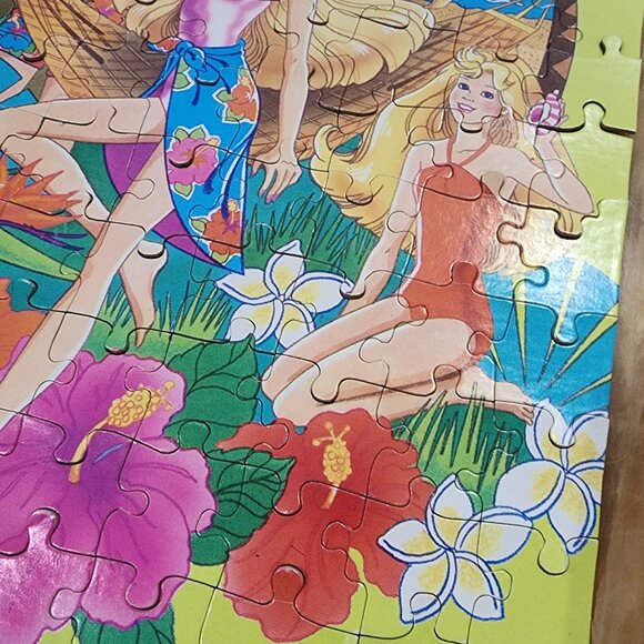 Vintage 1989 Barbie Tropical Puzzle 100 Pc Mattel Hawaii Island Theme Complete - Picture 4 of 10
